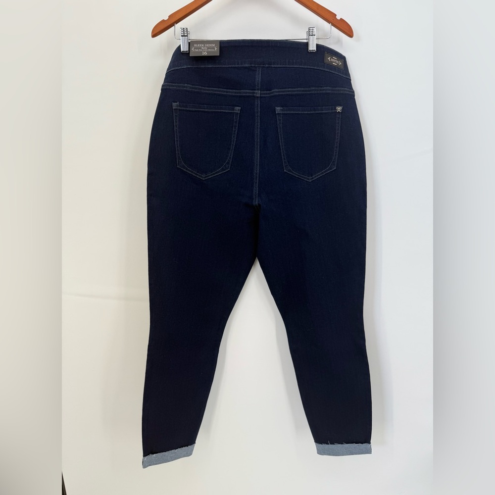 NWT New Nanette Lepore Sleek Denim Belle High Rise Ankle Skinny Dark Blue Jeans - Picture 2 of 9